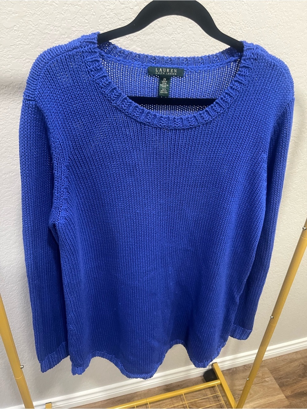 Lauren Ralph Lauren Women’s 2X Cobalt Blue Chunky Knit Sweater Pullover
